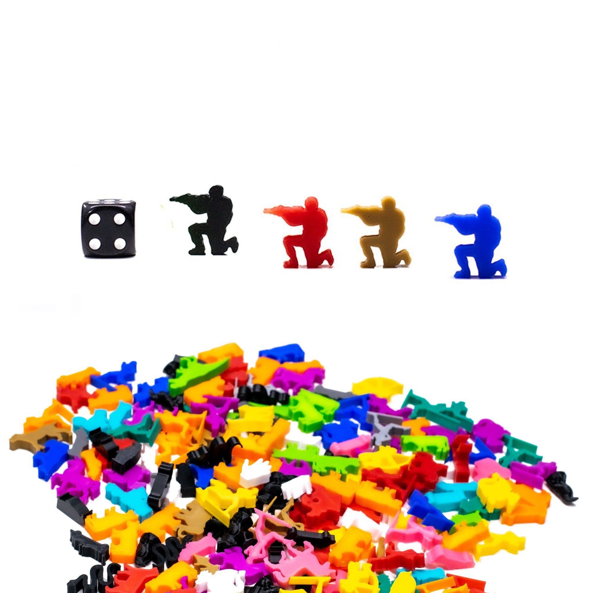 Soldier Squats with Weapon Meeple Figures for upgrading board games, tabletop and other DnD games