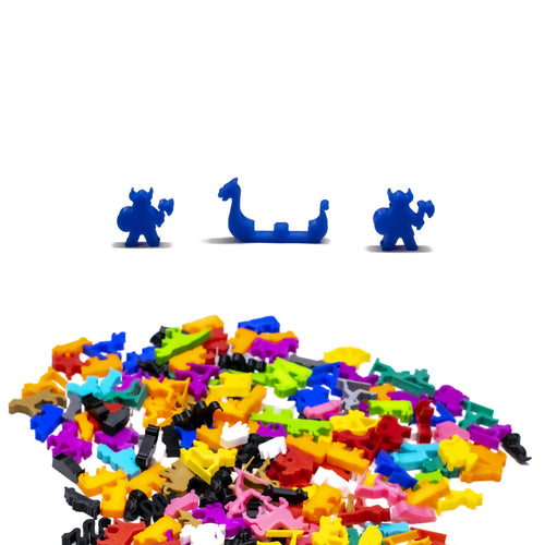 Viking Meeples with Ship for upgrading board games, tabletop and other DnD games