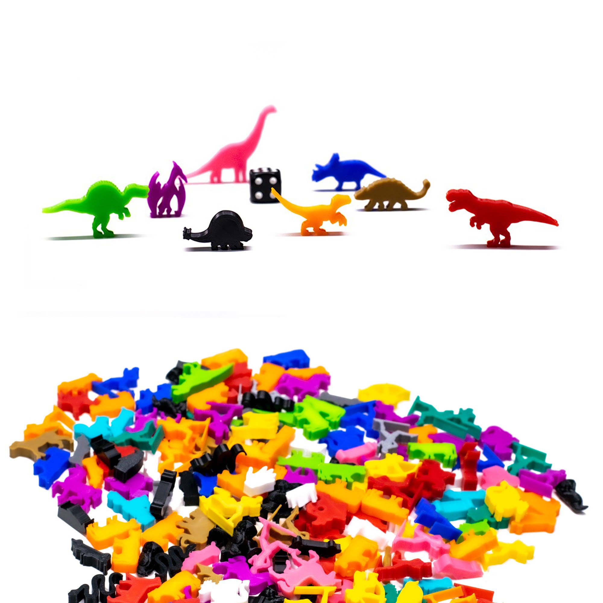 Dinosaurs Meeple Figure Set 8pcs | Mixed Colors for upgrading board games, tabletop and other DnD games