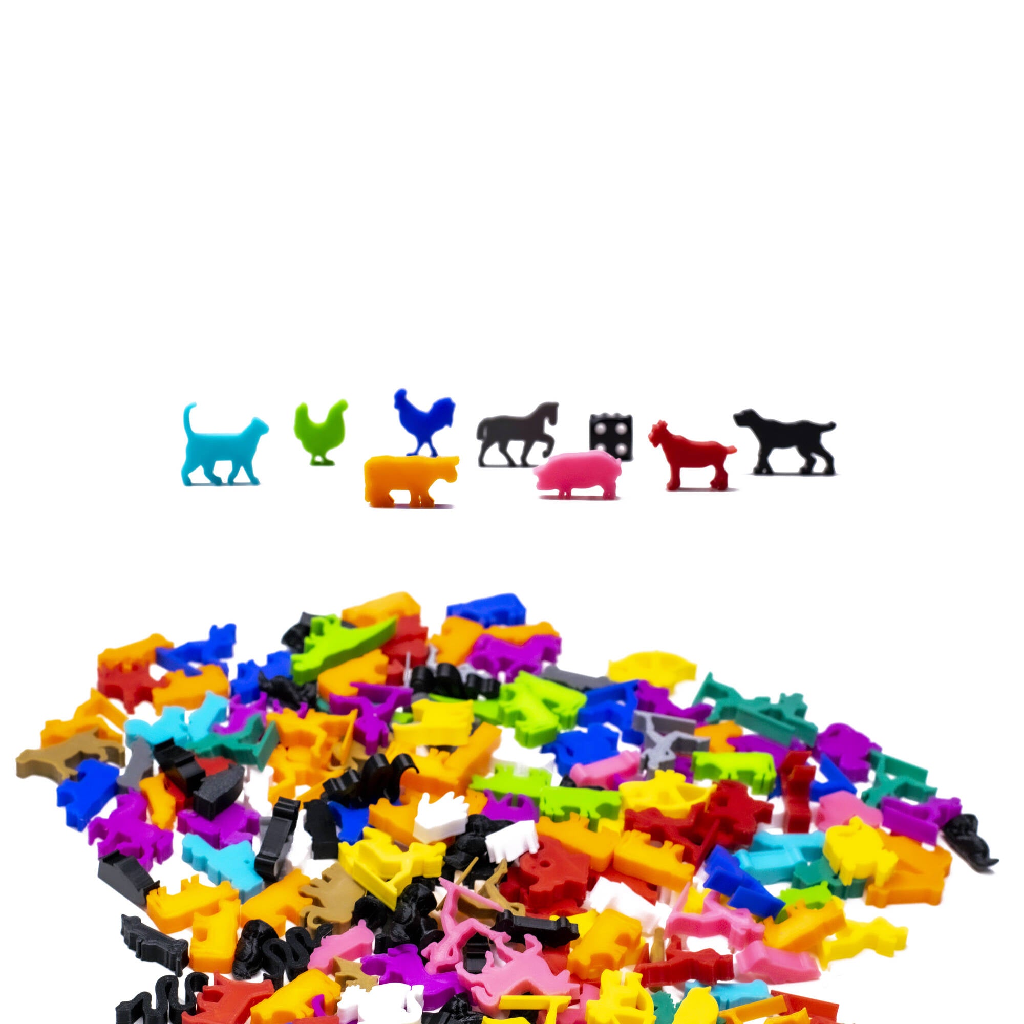 Farm Animals Meeple Figure Set 8pcs | Mixed Colors for upgrading board games, tabletop and other DnD games
