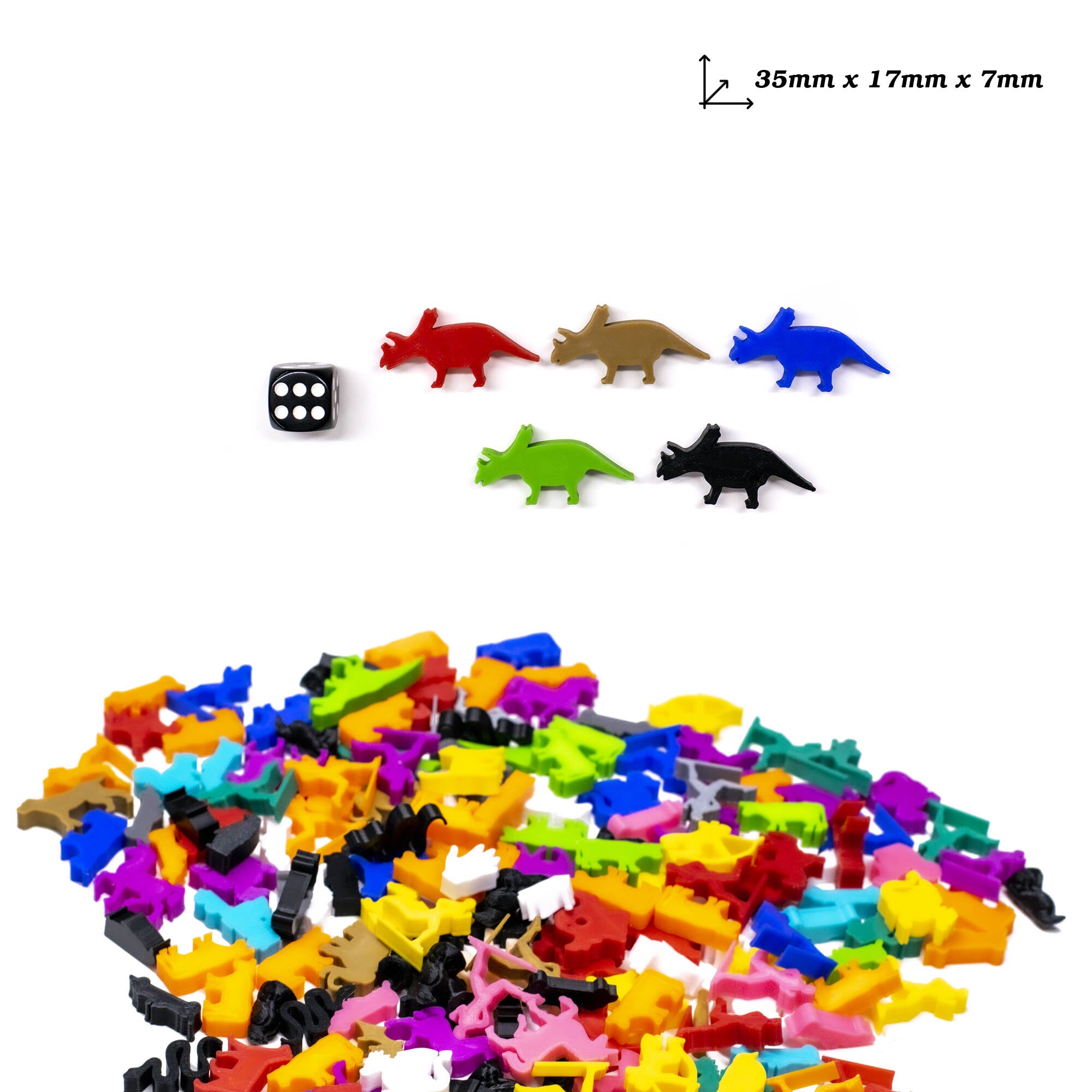 Meeple Triceratops Dino Figures for upgrading board games, tabletop and other DnD games