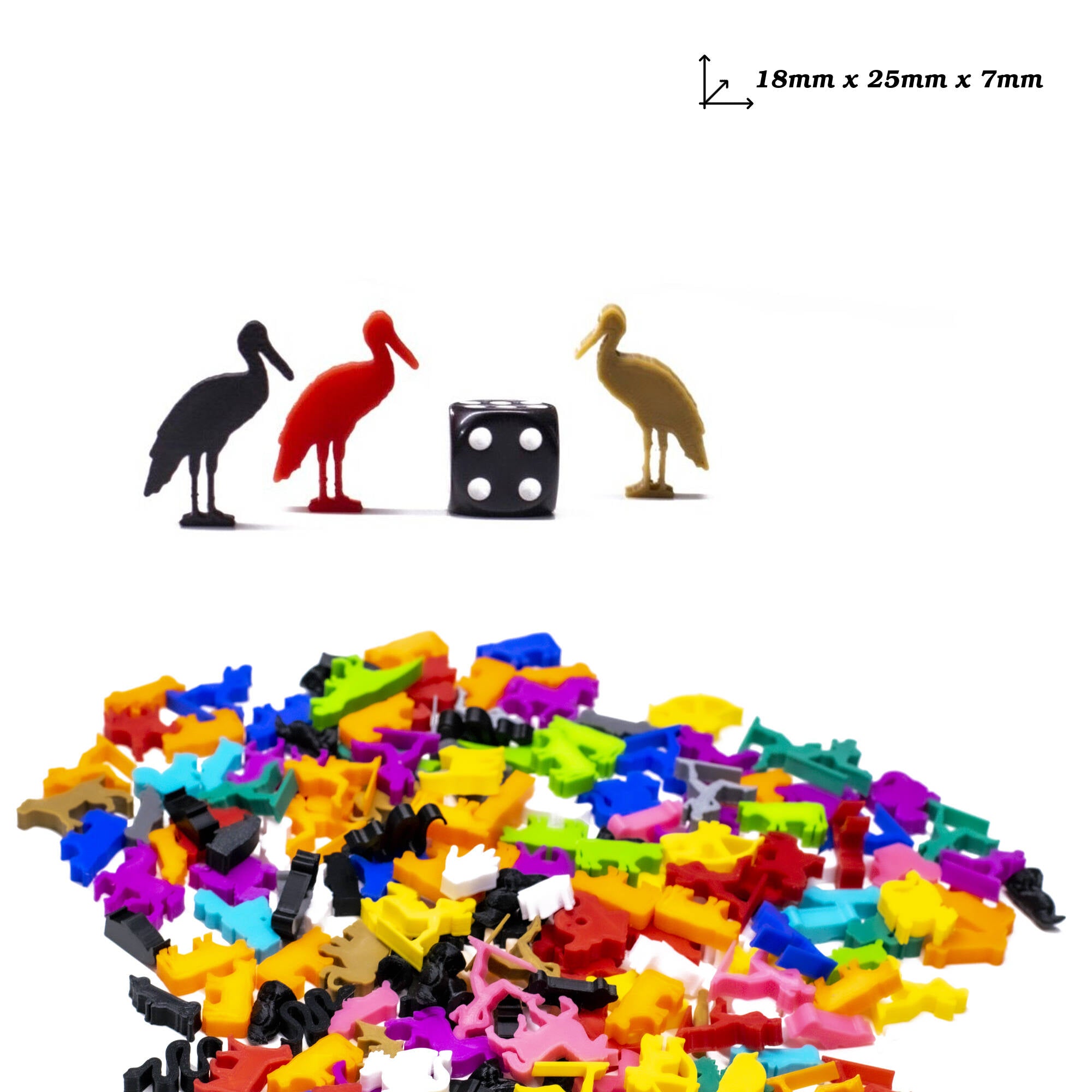 Stork Animal Meeple Figures for upgrading board games, tabletop and other DnD games