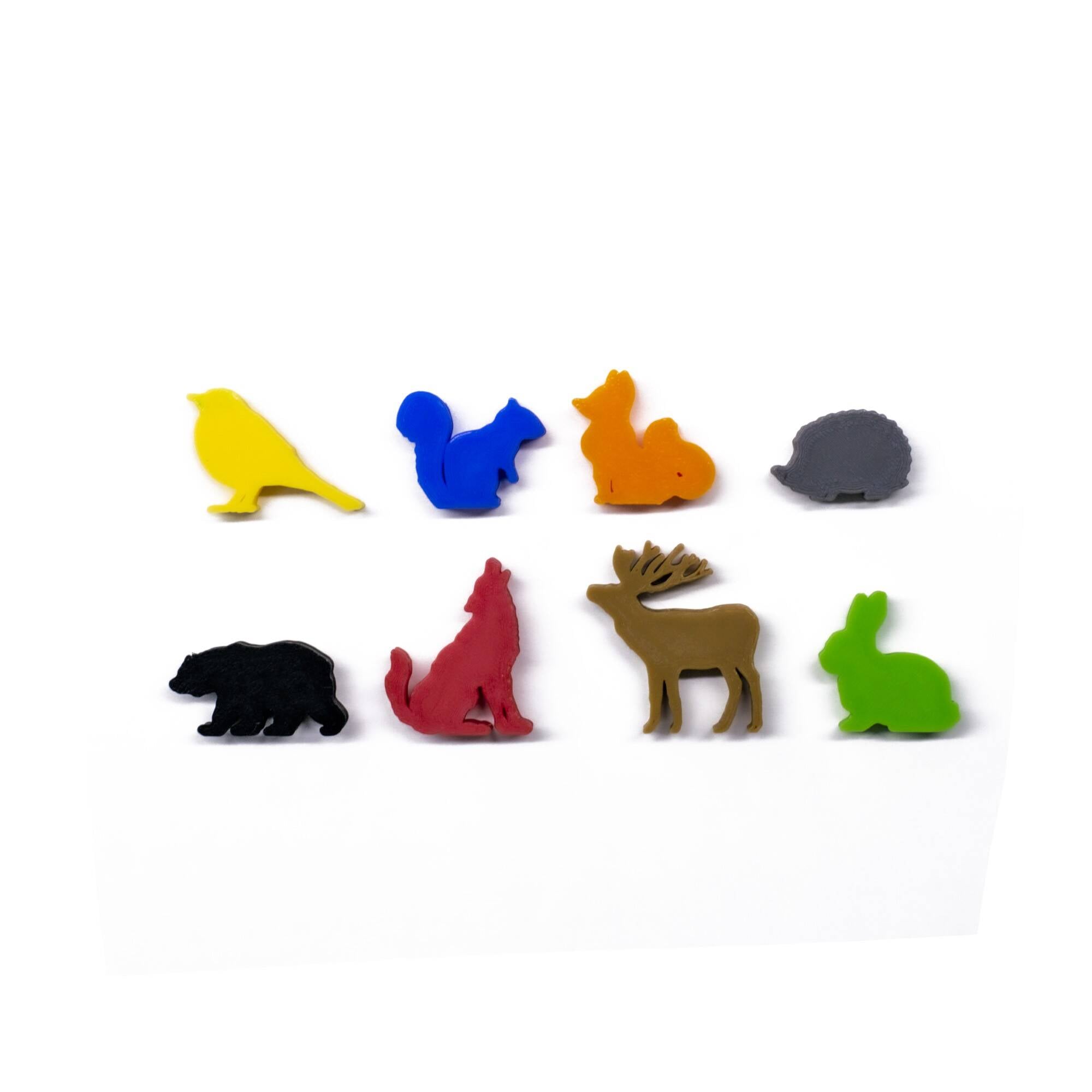Forest Animals Meeple Figure Set 8pcs | Mixed Colors for upgrading board games, tabletop and other DnD games