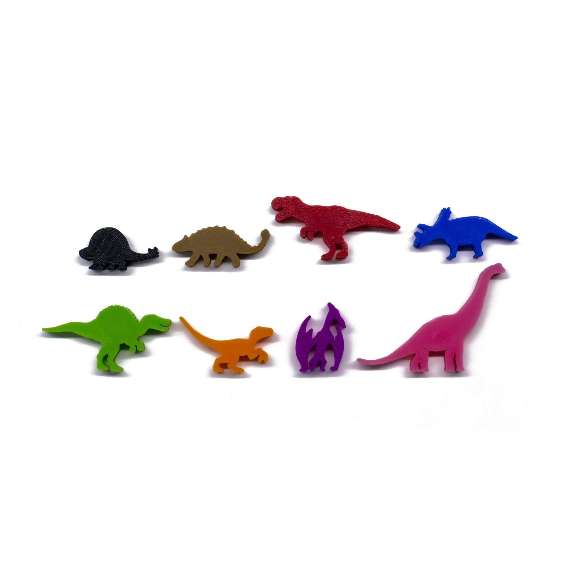 Dinosaurs Meeple Figure Set 8pcs | Mixed Colors for upgrading board games, tabletop and other DnD games