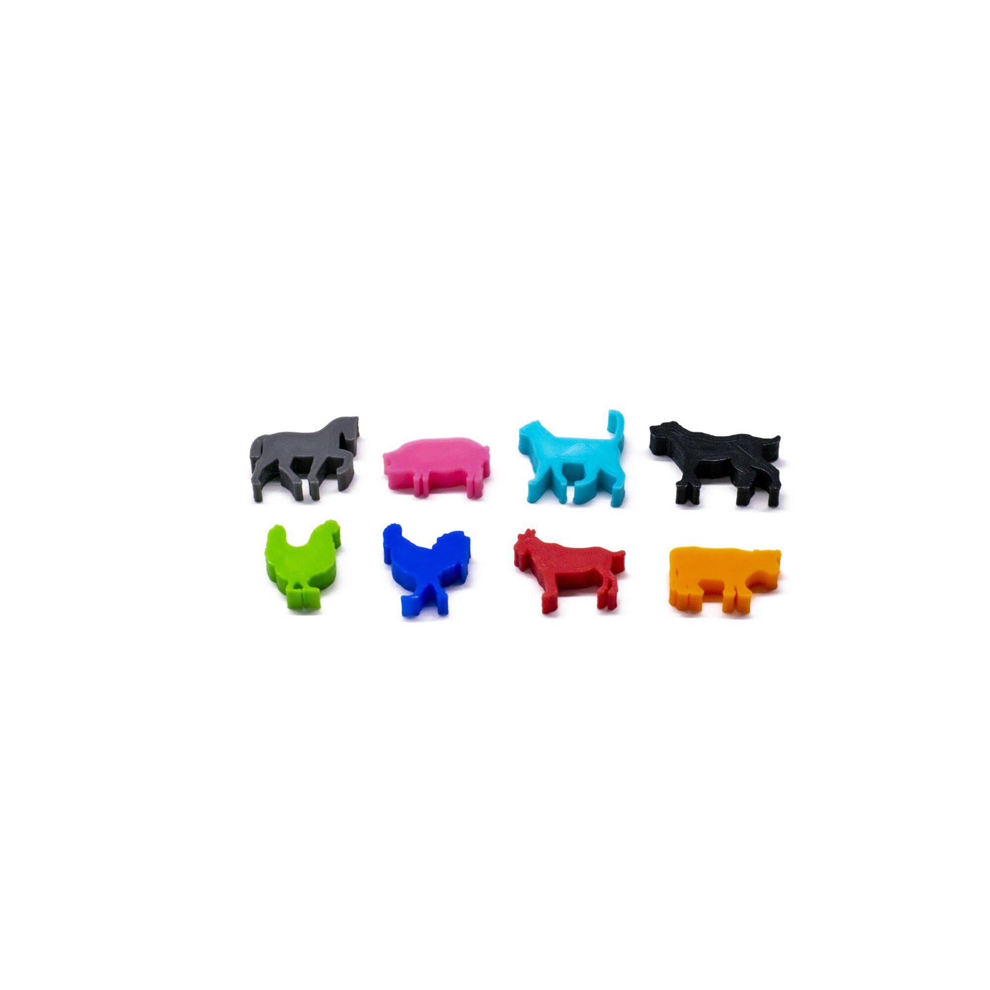 Farm Animals Meeple Figure Set 8pcs | Mixed Colors for upgrading board games, tabletop and other DnD games