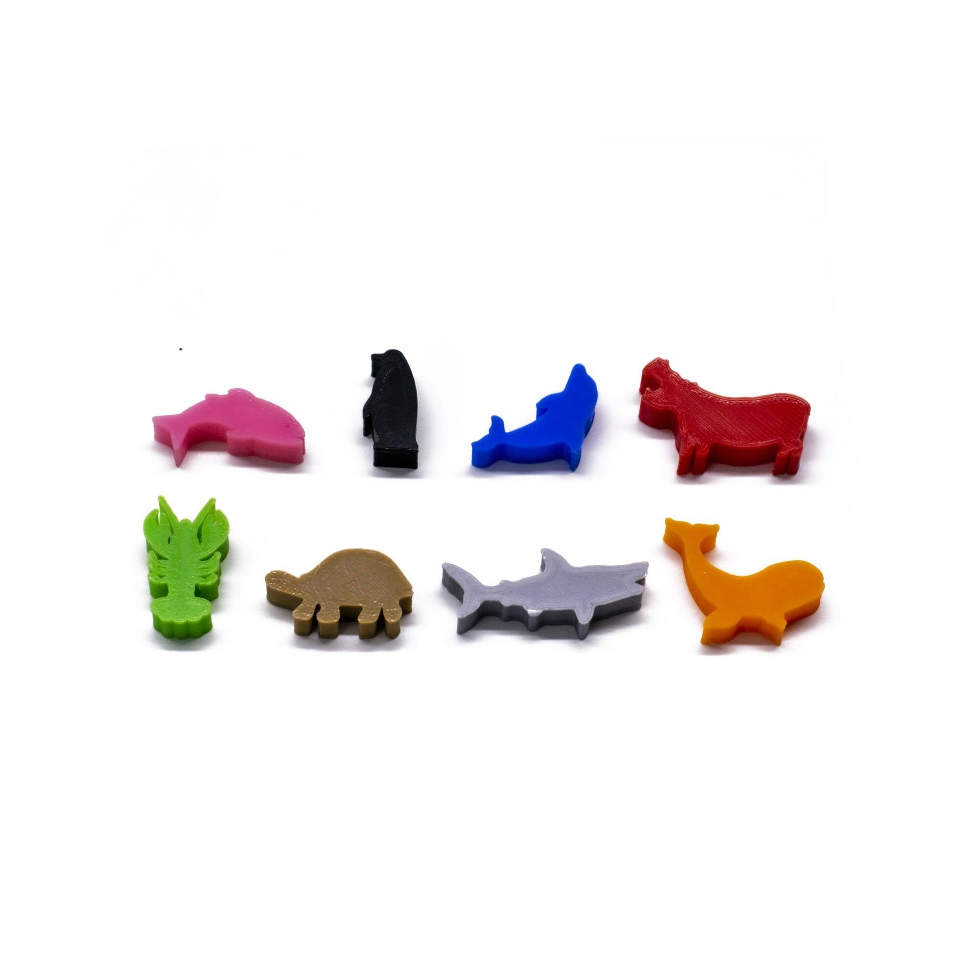 Aquatic Animals Meeple Figure Set 8pcs | Mixed Colors for upgrading board games, tabletop and other DnD games