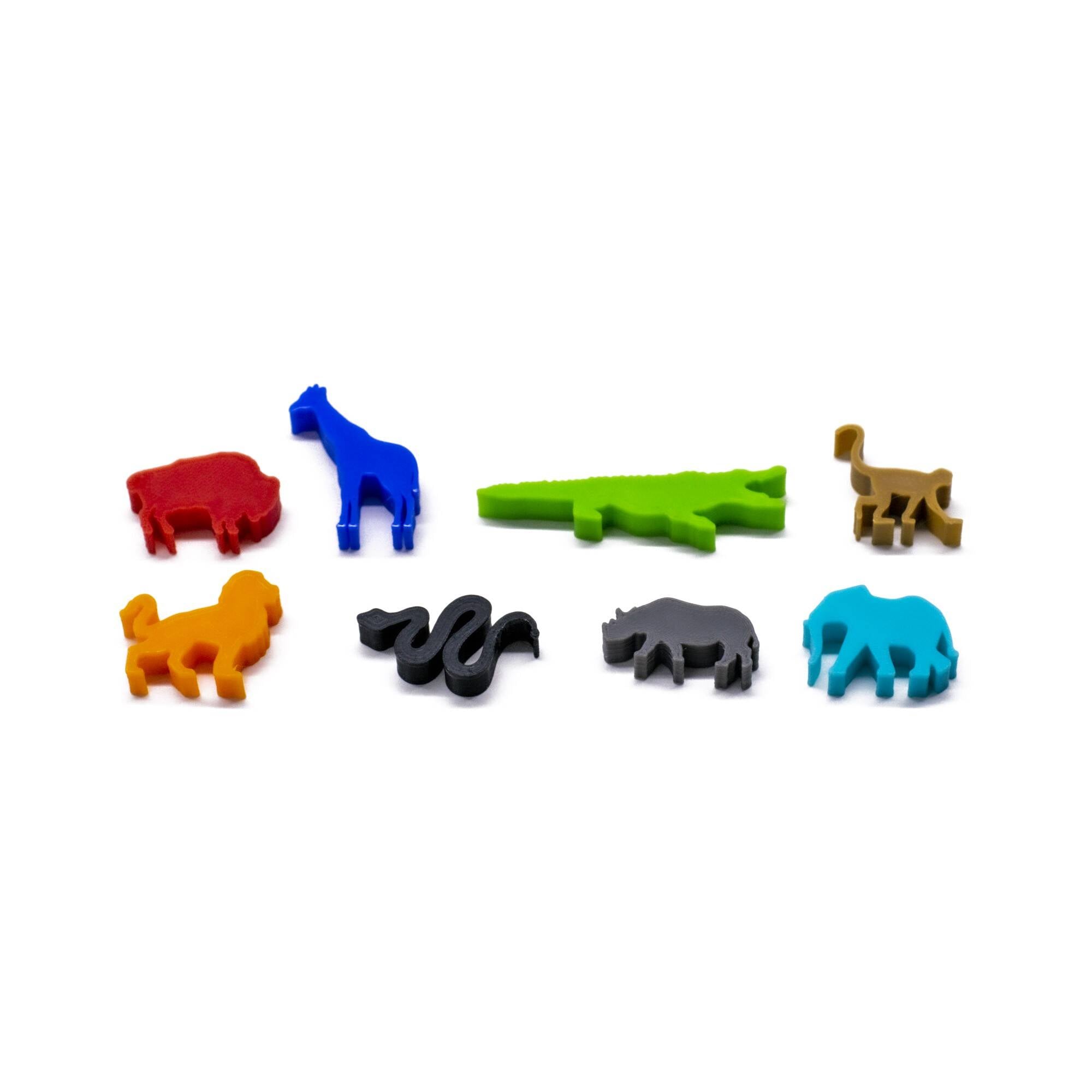 Savannah Animals Meeple Figure Set 8pcs | Mixed Colors for upgrading board games, tabletop and other DnD games