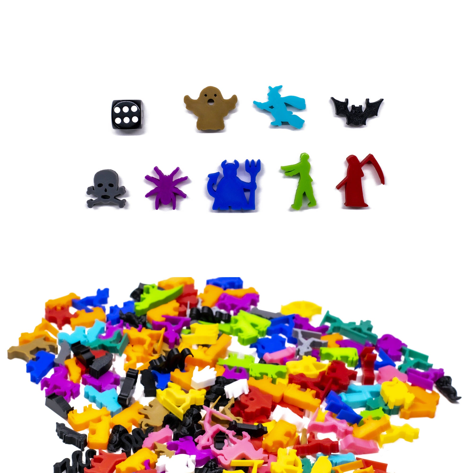 Halloween Meeple Figure Set 8pcs | Mixed Colors for upgrading board games, tabletop and other DnD games