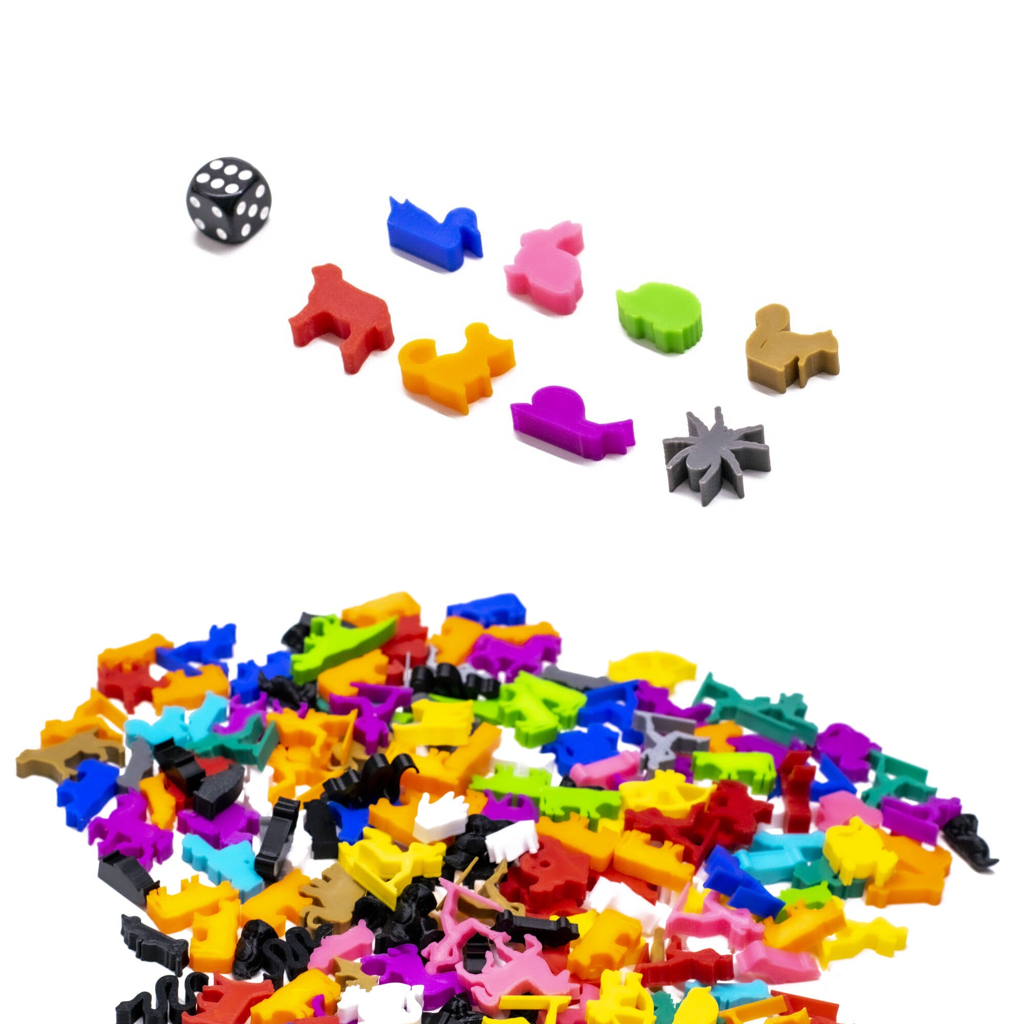 Animals of Meadow Meeple Figure Set 8PCS | MIXED DIFFERENT COLORS for upgrading board games, tabletop and other DnD games