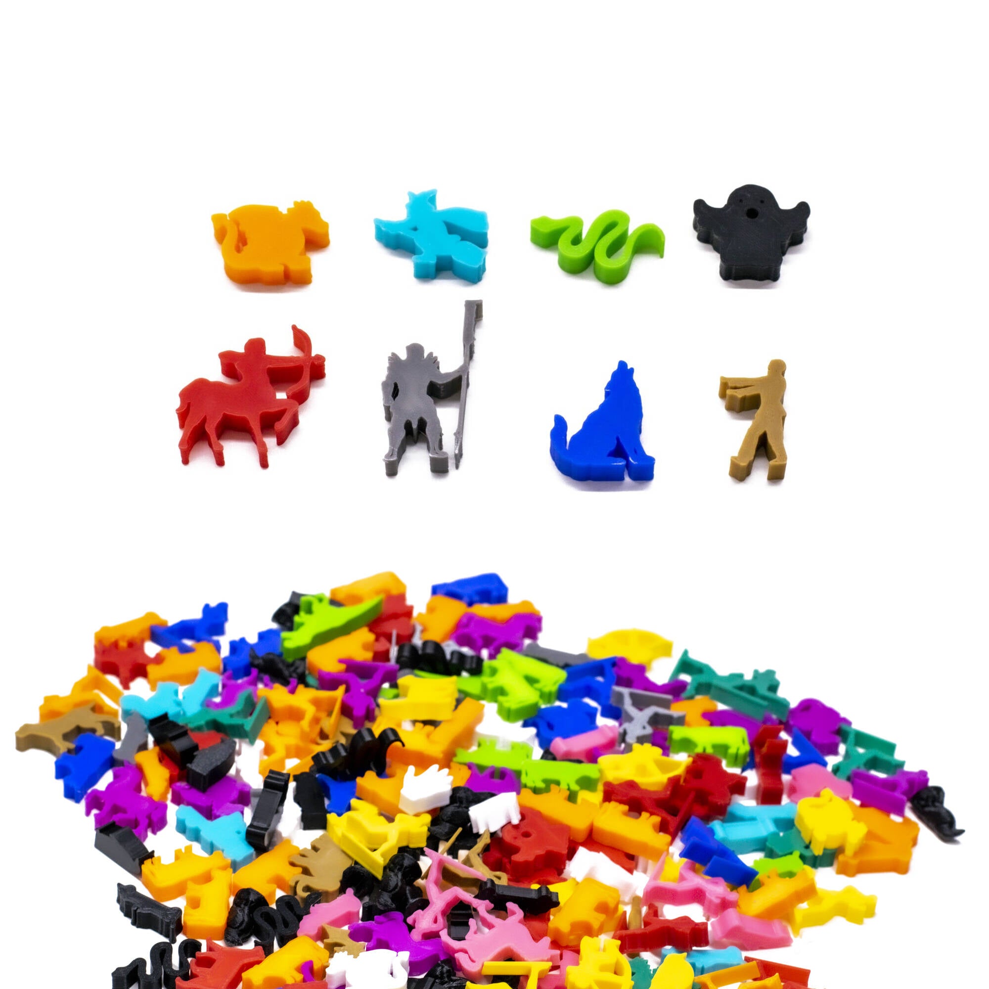 Evil Nightmares Meeple Figure Set for Board Games 8pcs | Mixed Colors for upgrading board games, tabletop and other DnD games