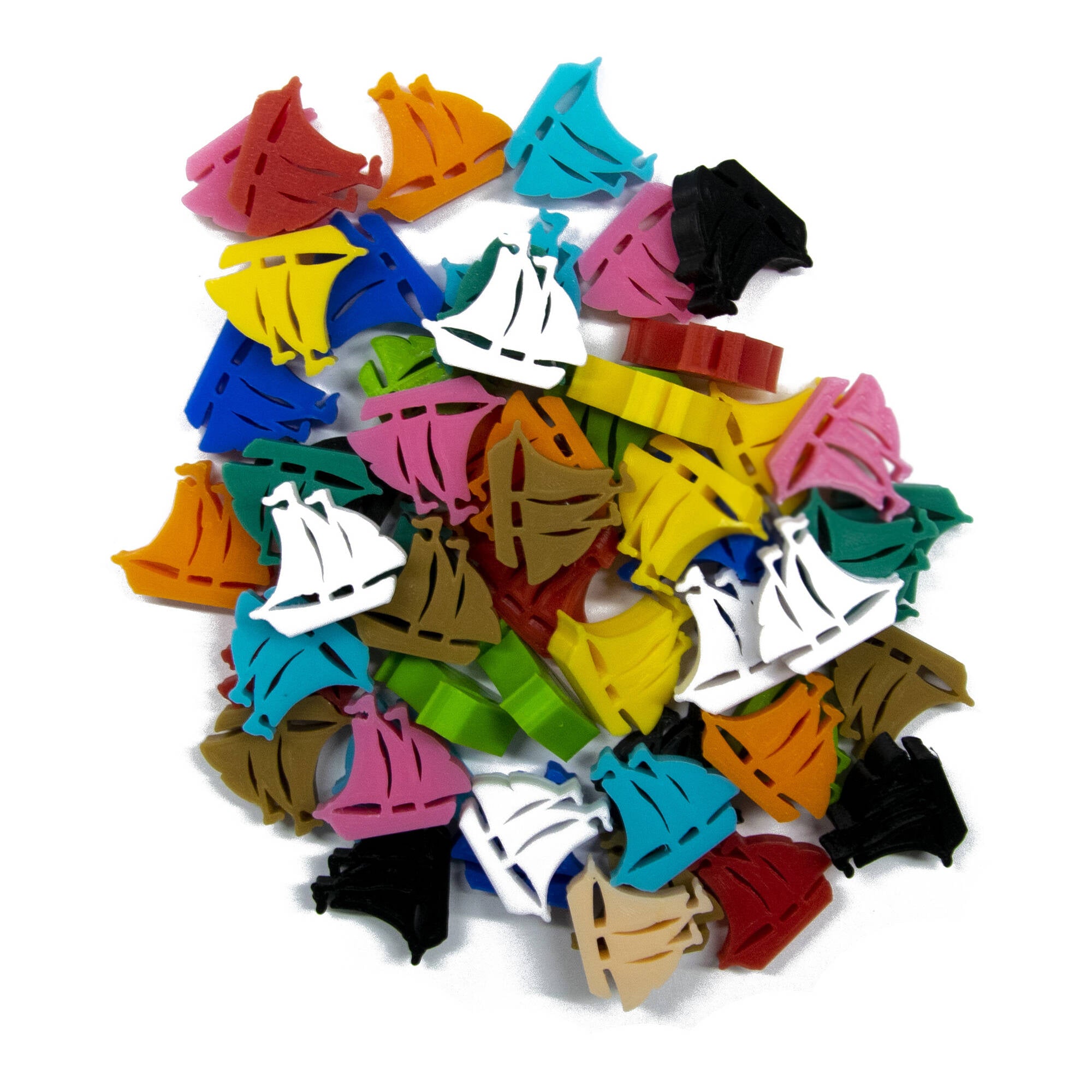Pirate Ship Boat Meeple Figures Mega Pack (55PCS 11 Color) for upgrading board games, tabletop and other DnD games