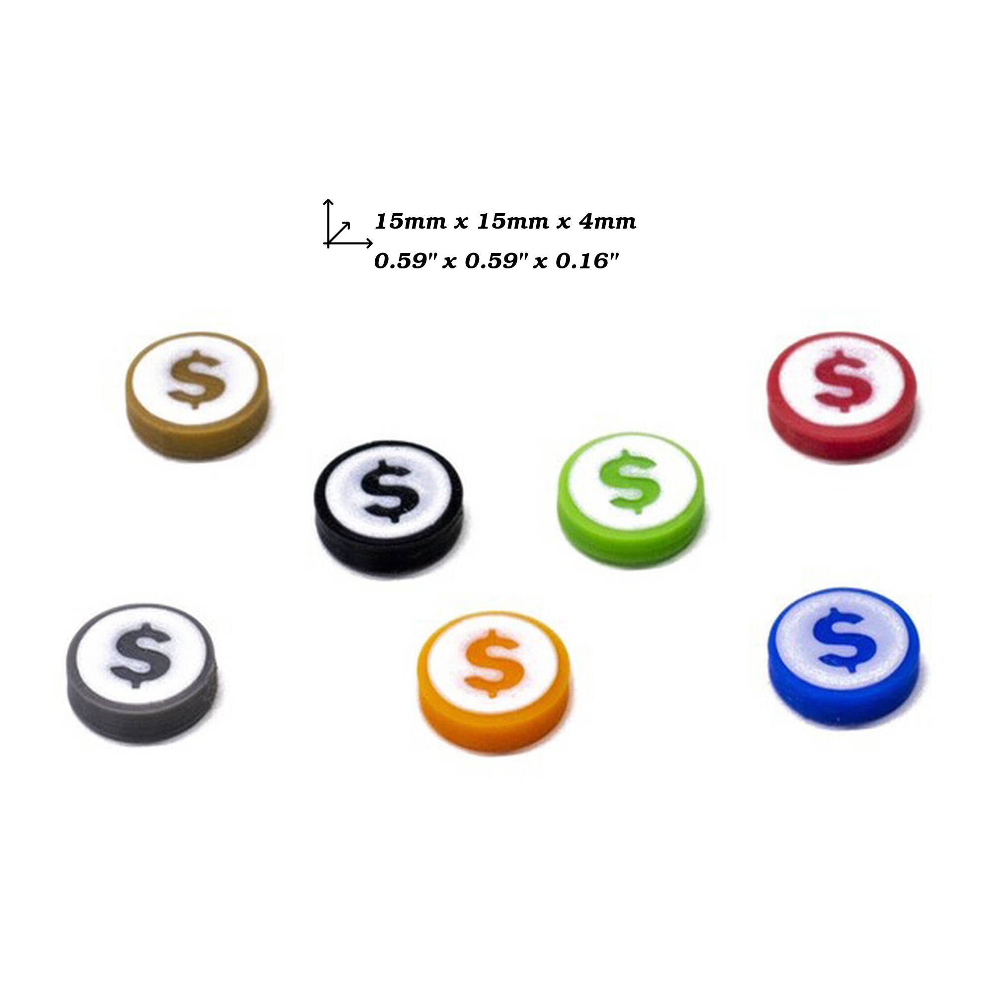 Disc Token with Dollar - One Sided for upgrading board games, tabletop and other DnD games