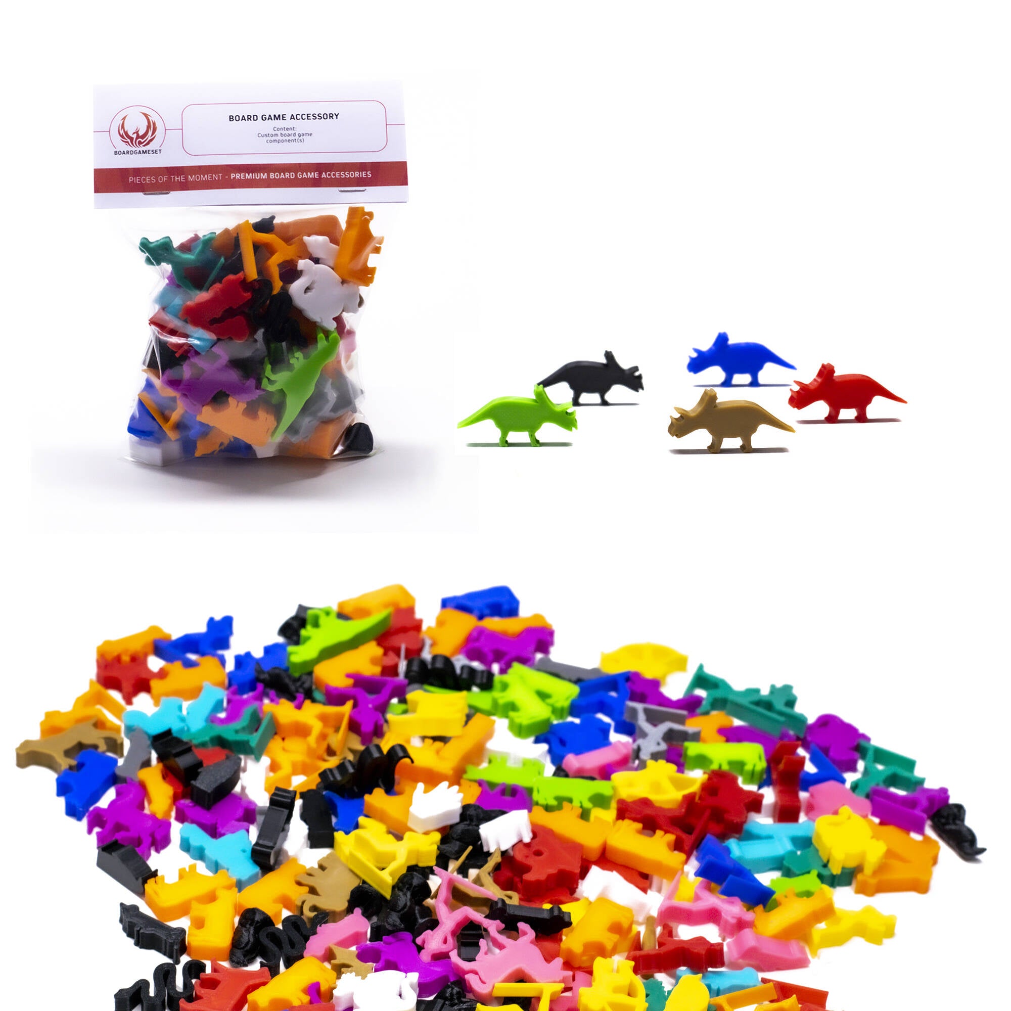 Meeple Triceratops Dino Figures for upgrading board games, tabletop and other DnD games