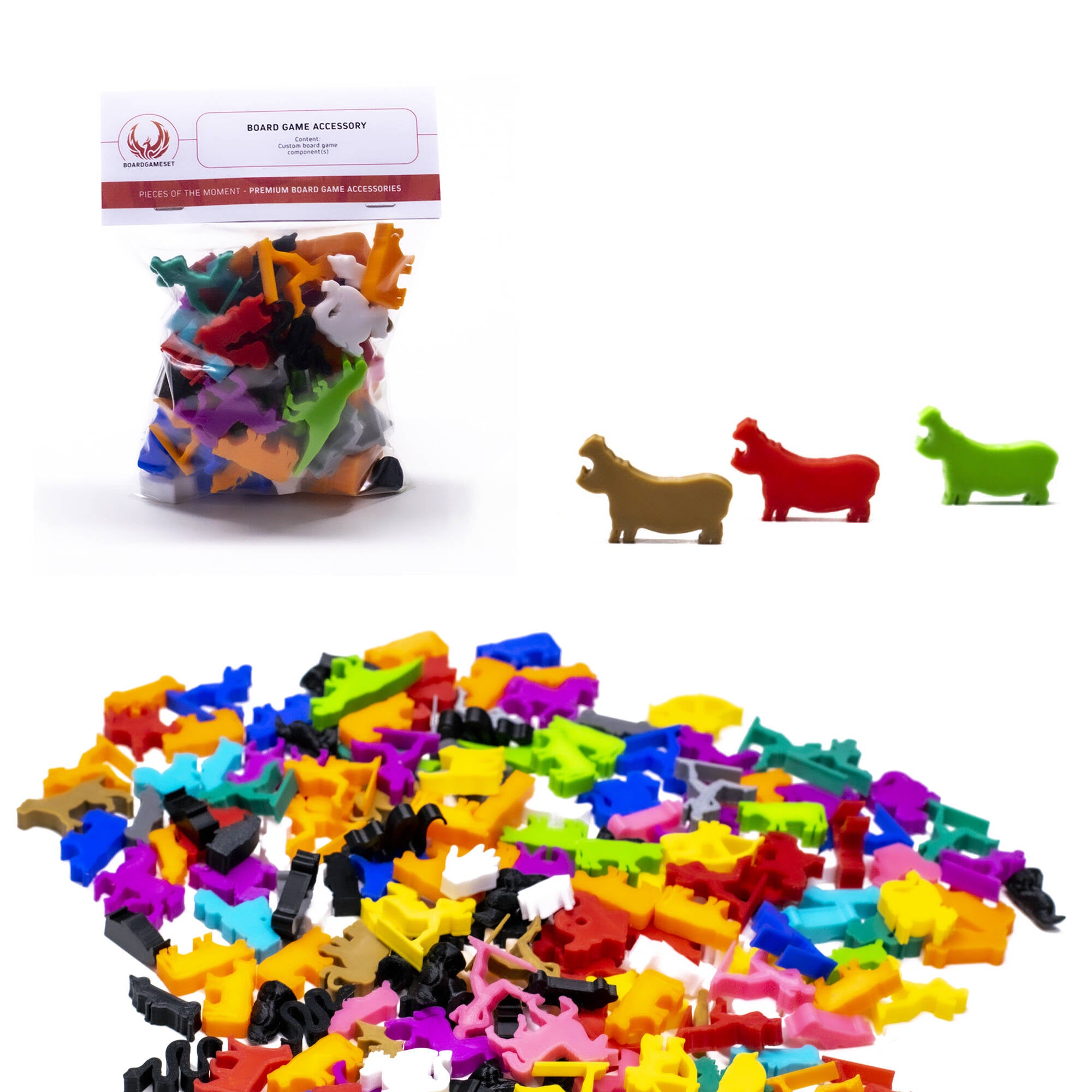 Hippopotamus Meeple Figures for upgrading board games, tabletop and other DnD games