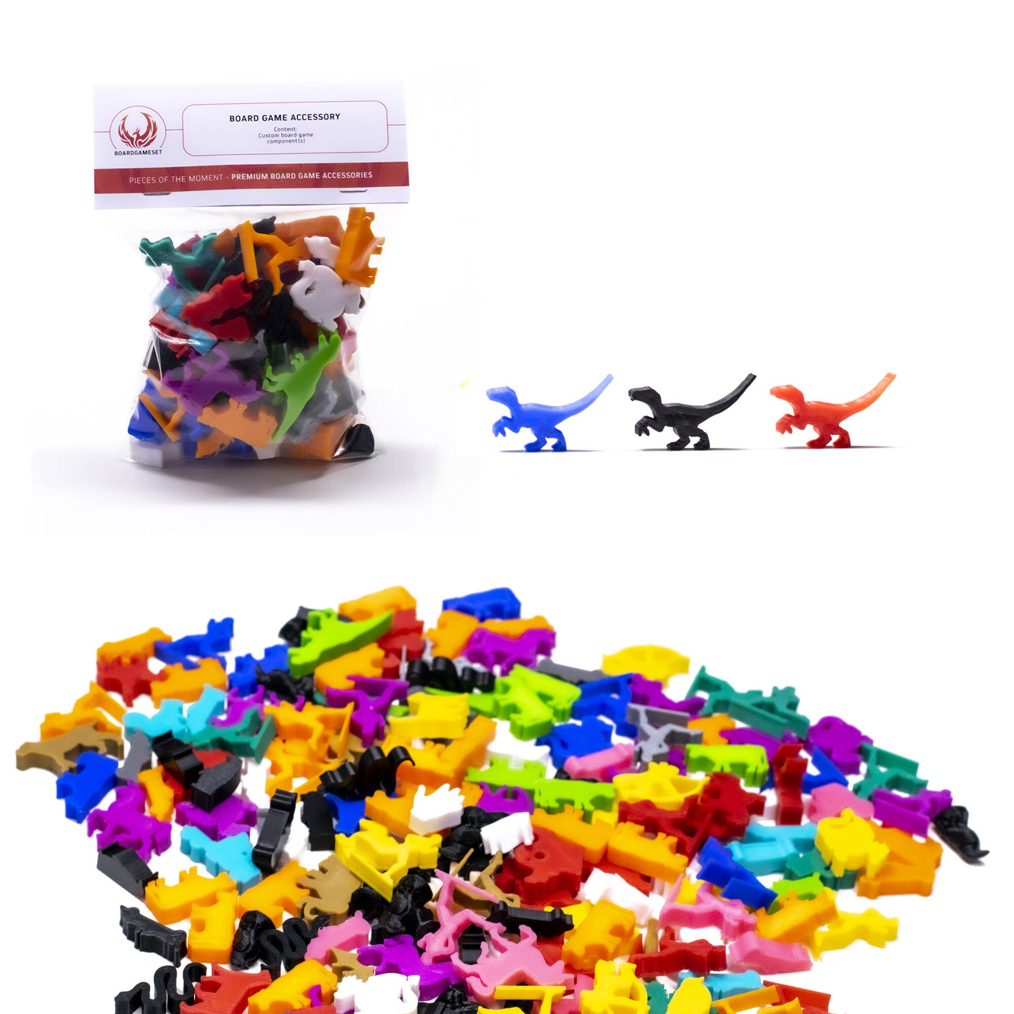 Raptor Dinosaur Meeple Figures for upgrading board games, tabletop and other DnD games