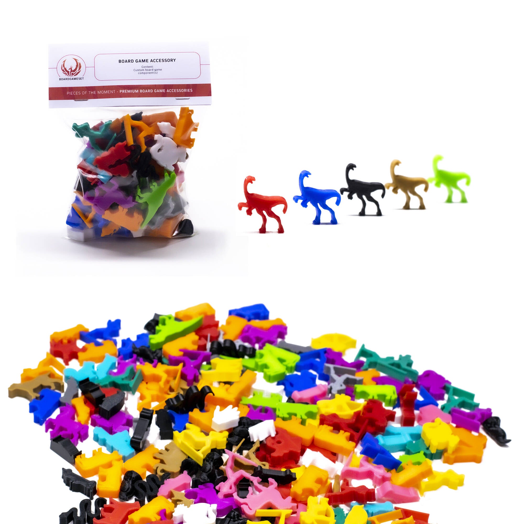 Gallimimus Dinosaur Meeple Figures for upgrading board games, tabletop and other DnD games