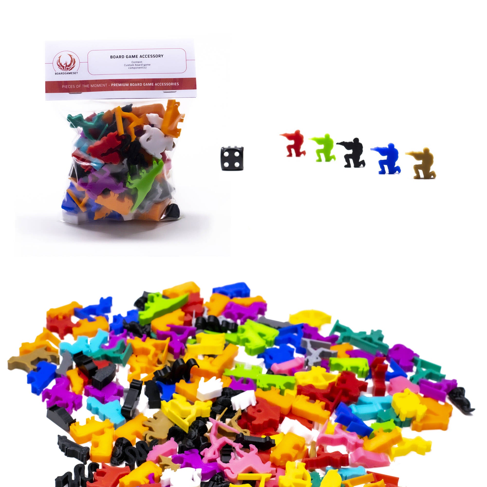 Soldier Squats with Weapon Meeple Figures for upgrading board games, tabletop and other DnD games