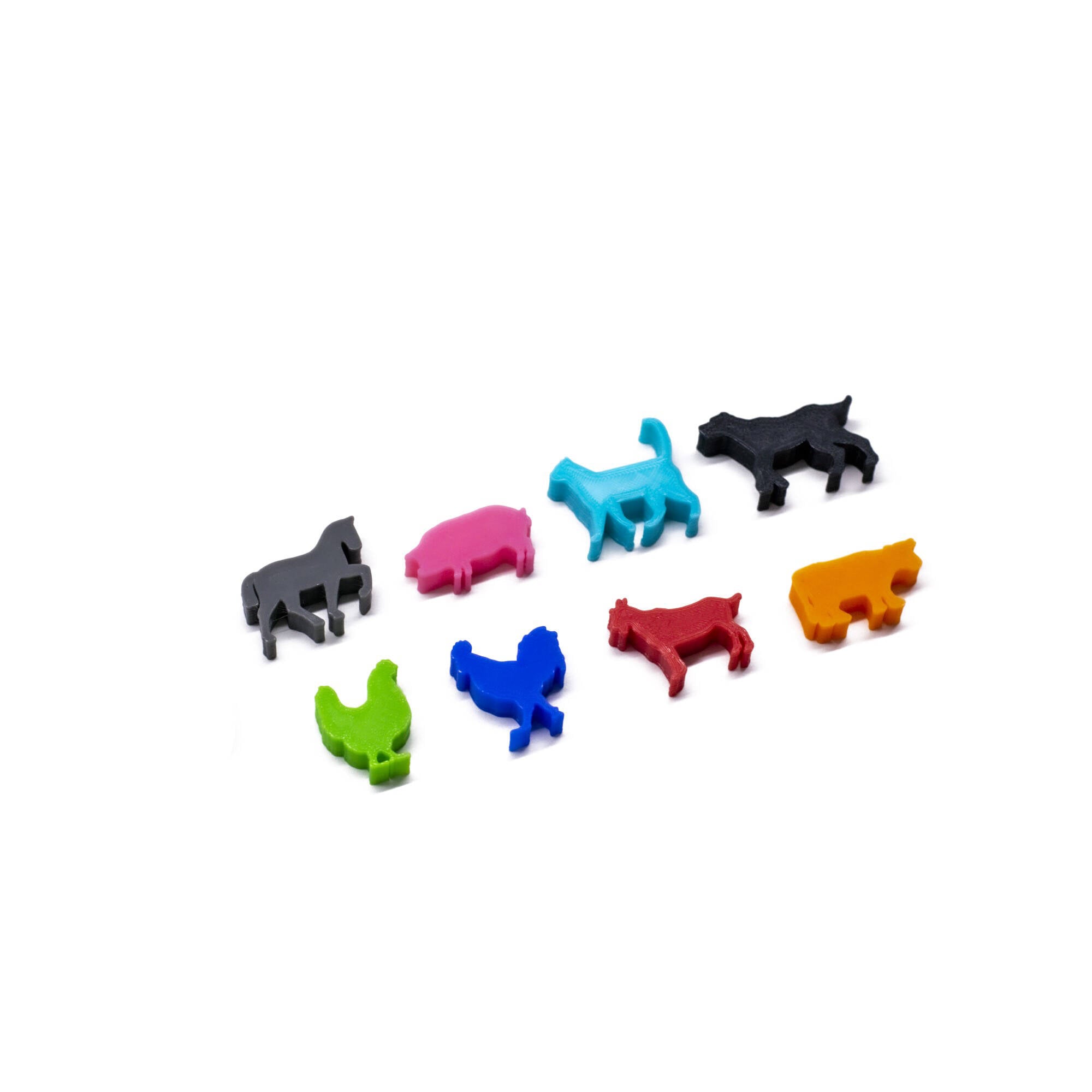 Farm Animals Meeple Figure Set 8pcs | Mixed Colors for upgrading board games, tabletop and other DnD games