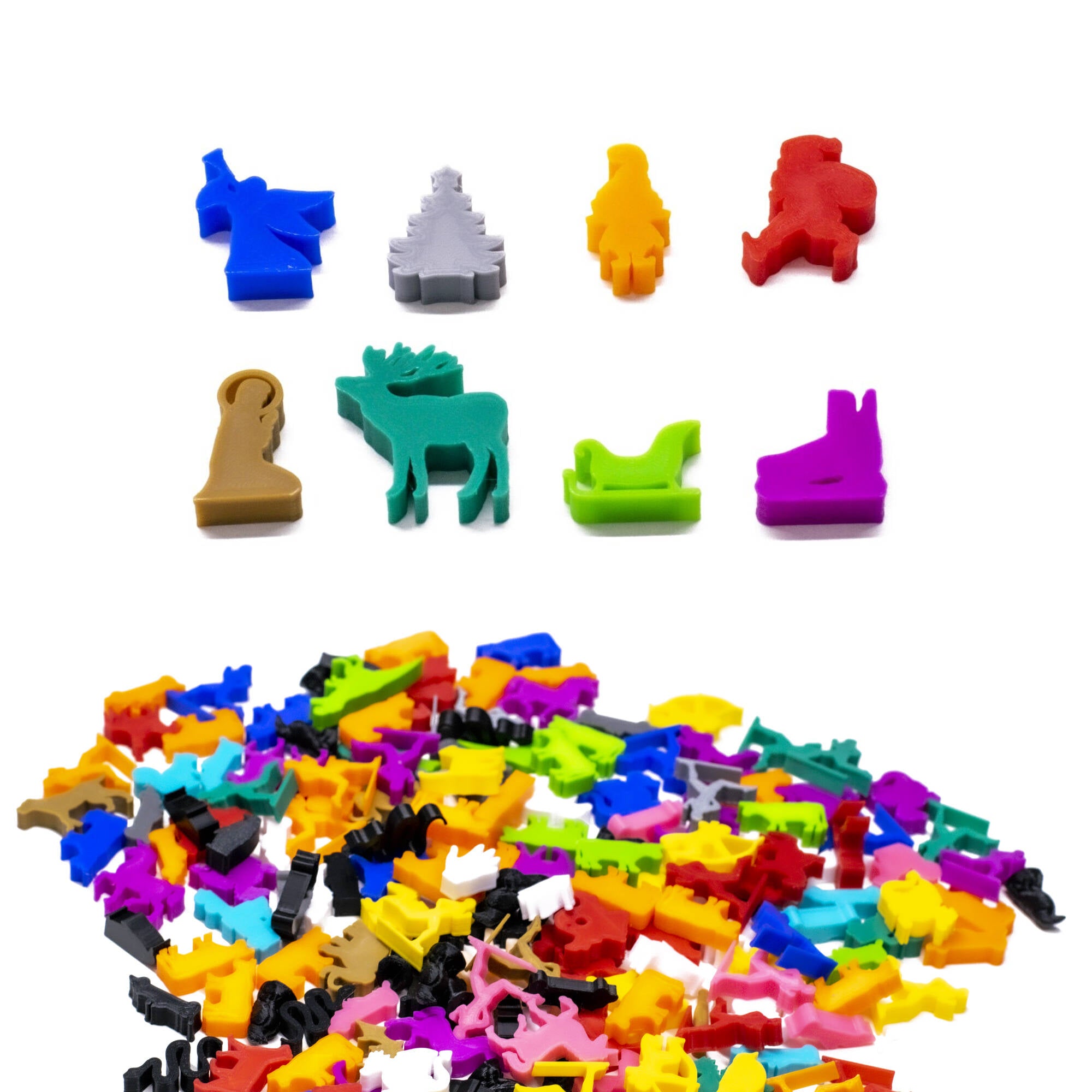 Christmas Meeple Figure Set 8PCS | Mixed Colors for upgrading board games, tabletop and other DnD games